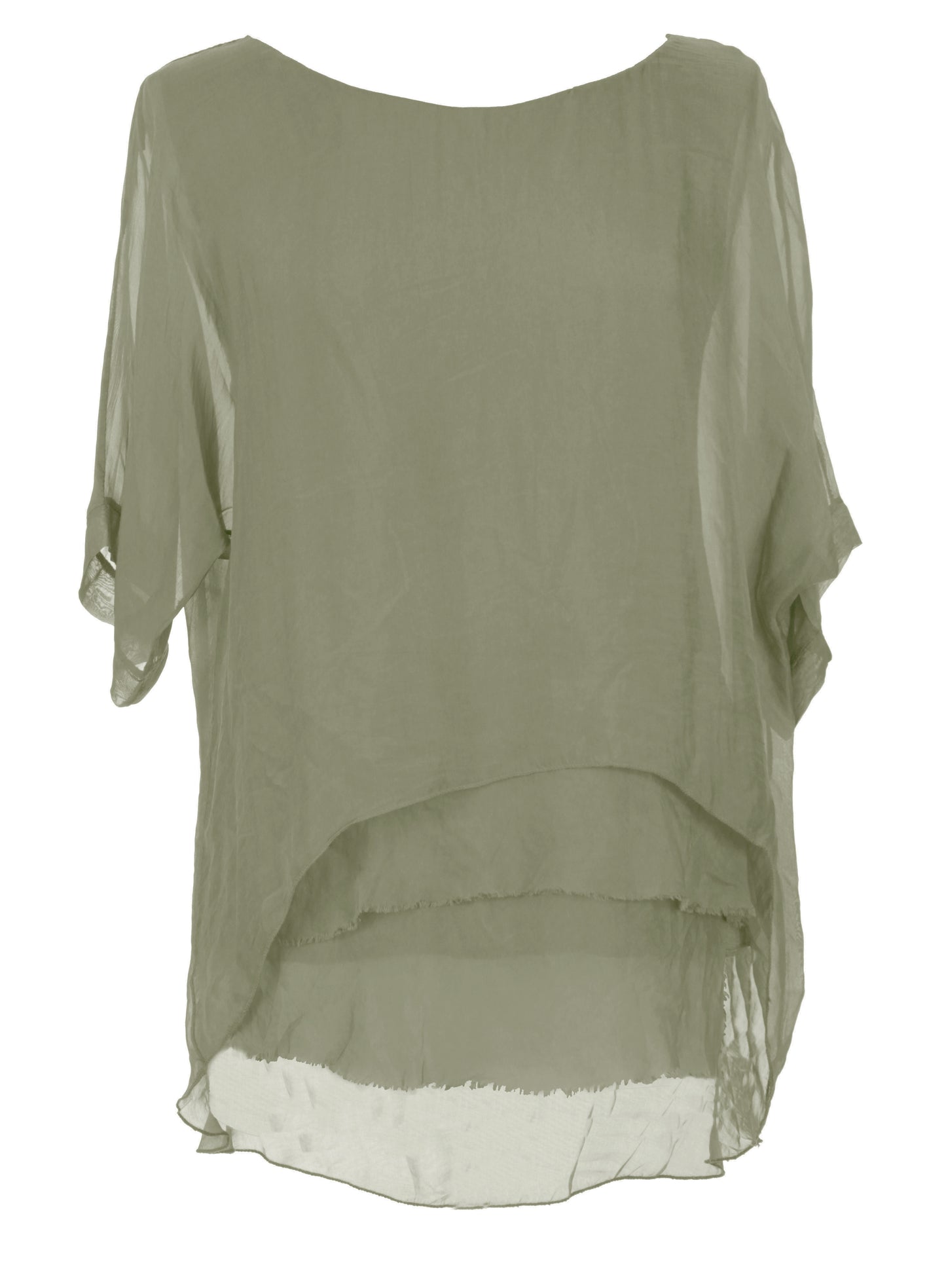 Frayed Hem Silk Top