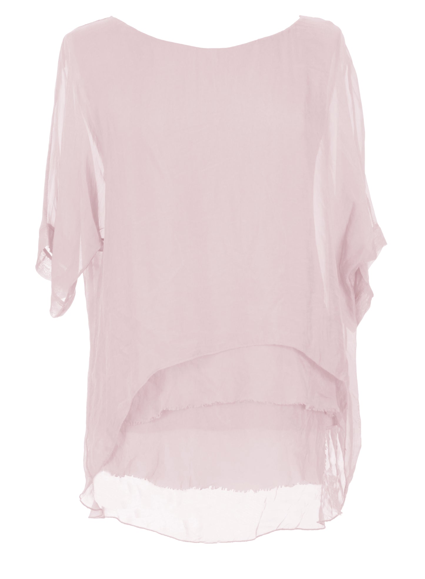 Frayed Hem Silk Top