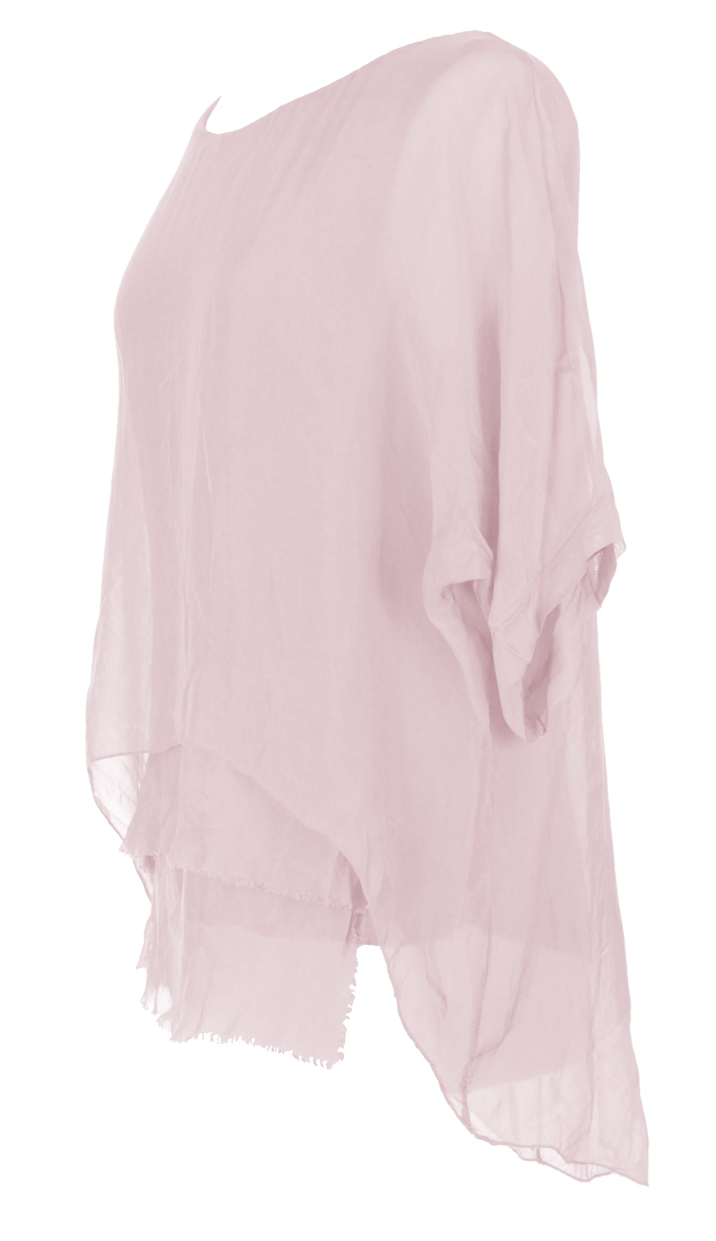 Frayed Hem Silk Top