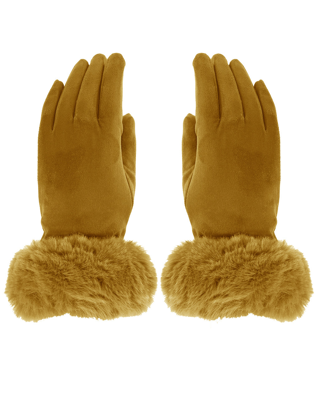 Faux Fur Cuff Suede Gloves