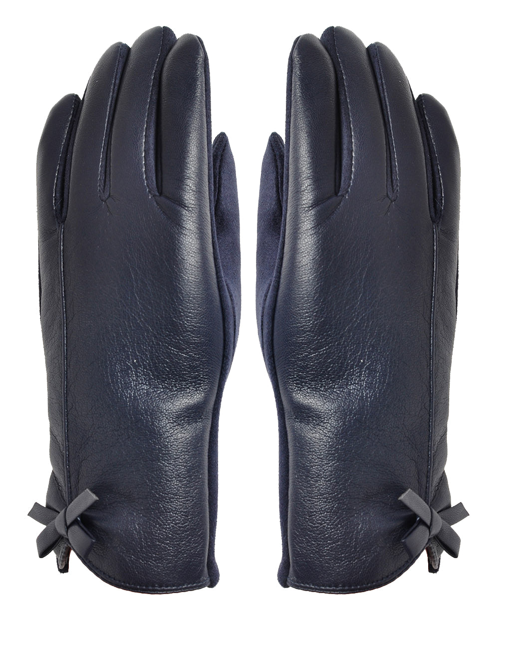 Bow Faux Leather Gloves