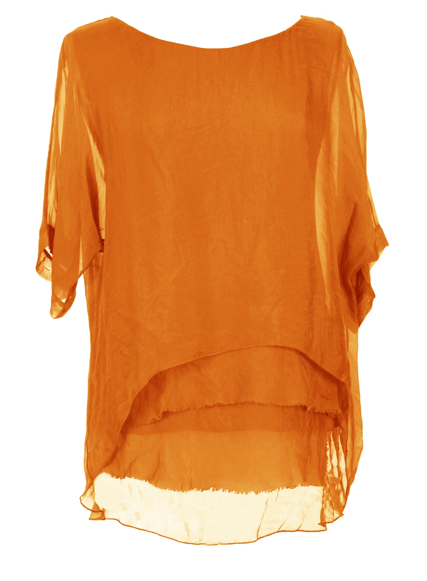 Frayed Hem Silk Top