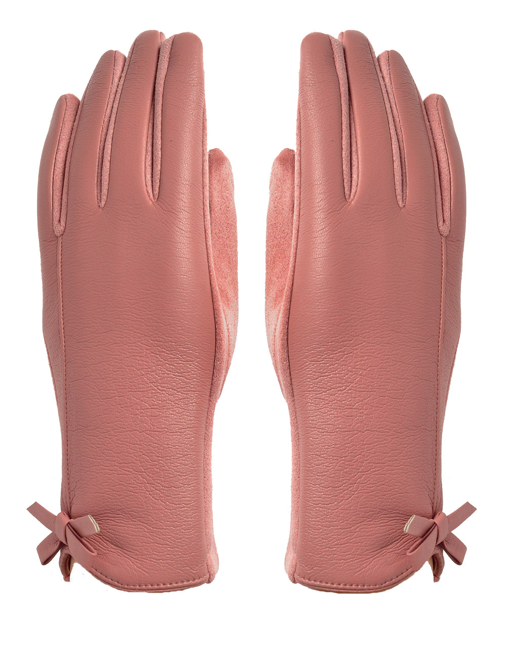 Bow Faux Leather Gloves