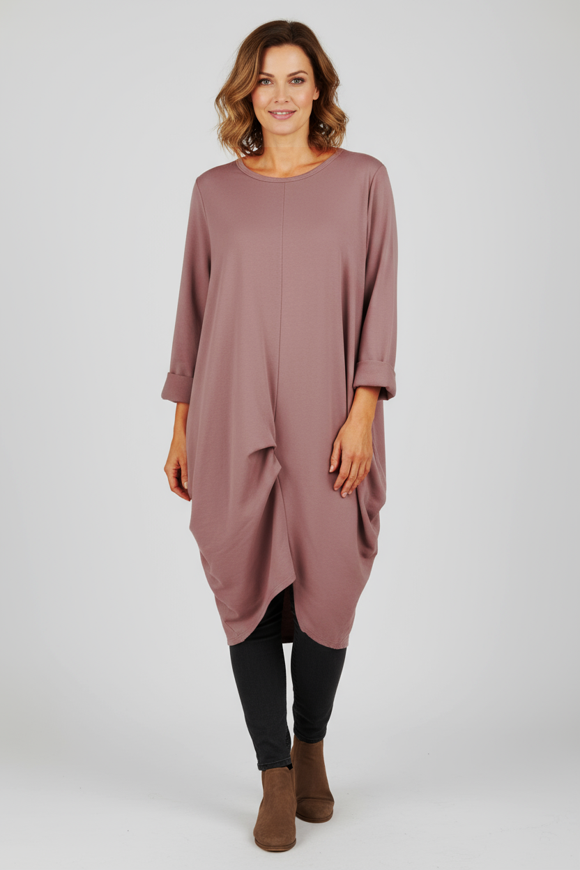 Pleat Rushed Detail Midi Dress