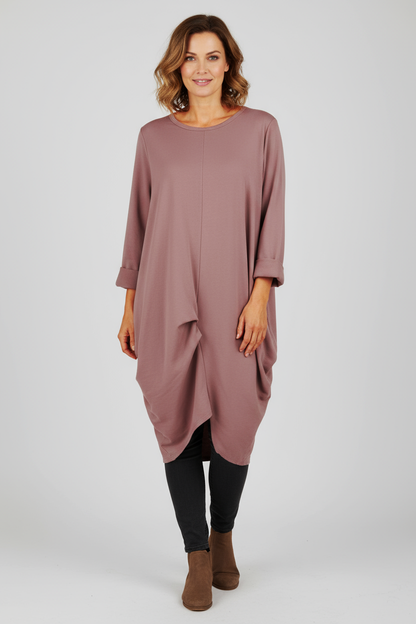 Pleat Rushed Detail Midi Dress