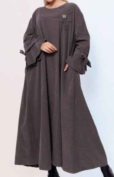 Flower Applique Corduroy Maxi