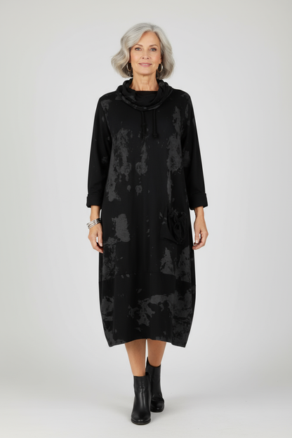 Splash Print Cowl Neck Dress