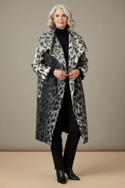 Leopard Print Brushed Wool Coat