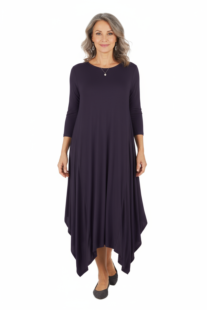 3/4 Sleeve Draped Dress