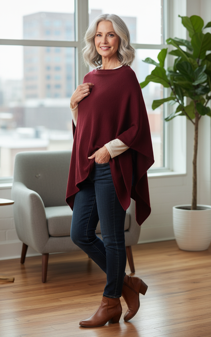 Asymmetric Alpaca Wool Poncho