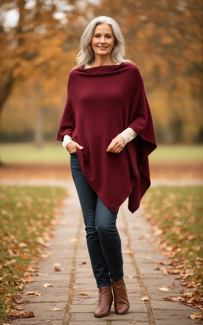 Asymmetric Alpaca Wool Poncho