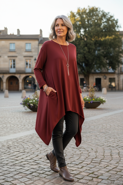 Asymmetric Hem Jersey Tunic