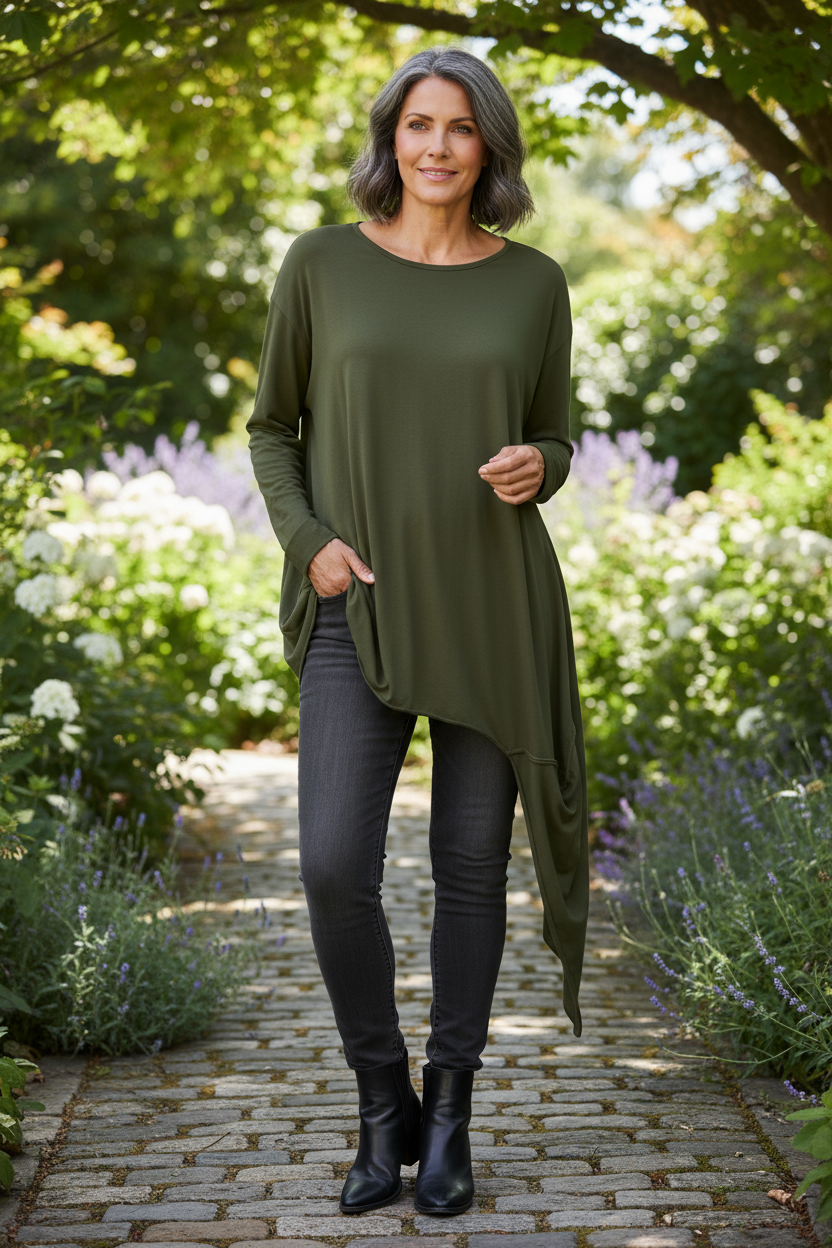 Asymmetric Hem Jersey Tunic