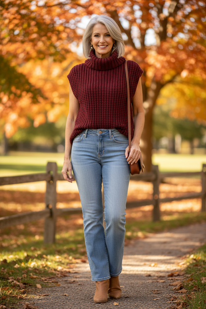 Sleeveless Roll Neck Jumper