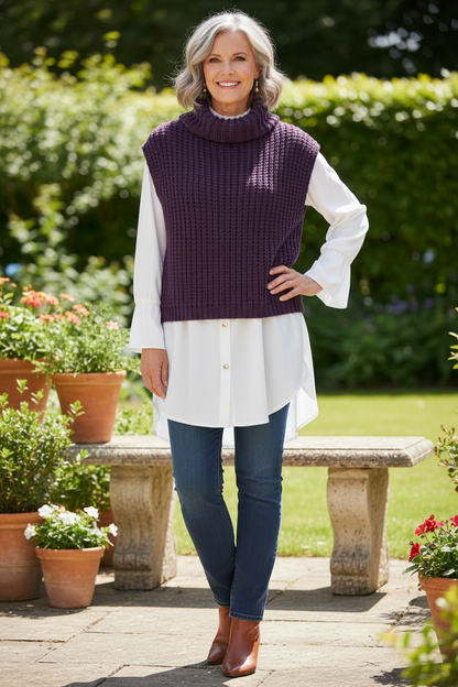 Sleeveless Roll Neck Jumper