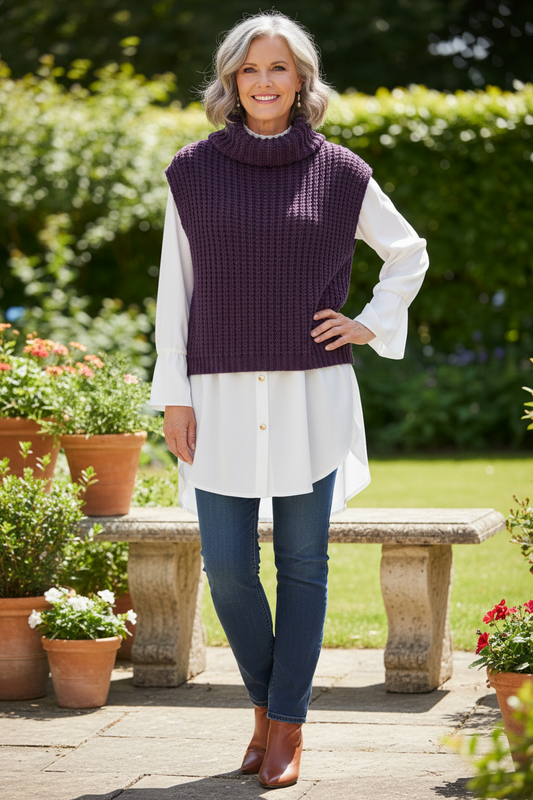 Sleeveless Roll Neck Jumper