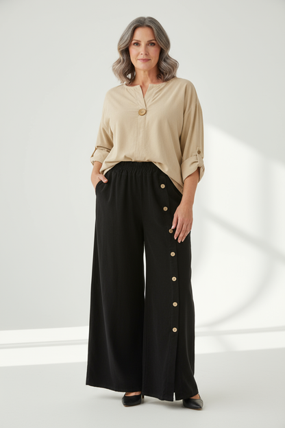 Side Button Detail Corduroy Trouser