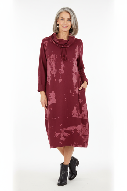 Splash Print Cowl Neck Dress