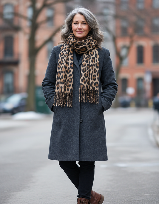 Leopard Print Brushed Scarf