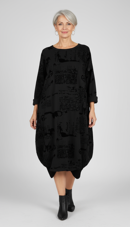 Flocking Script Midi Dress