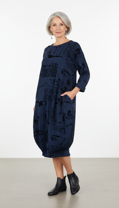 Flocking Script Midi Dress