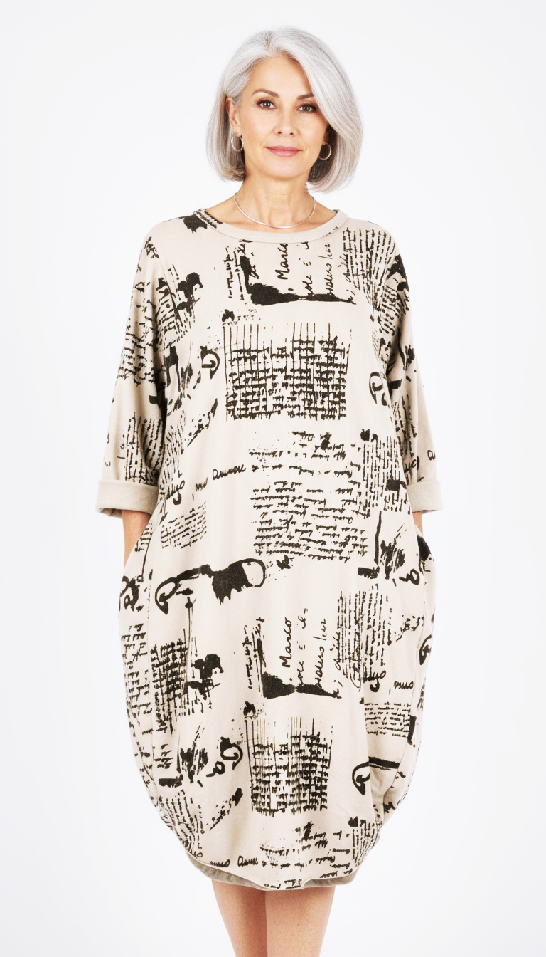 Flocking Script Midi Dress