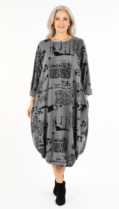 Flocking Script Midi Dress