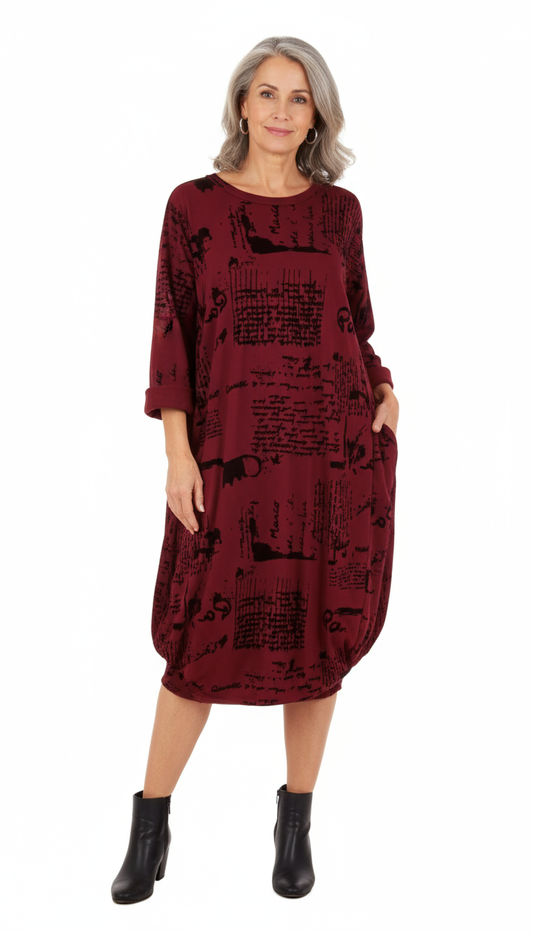 Flocking Script Midi Dress