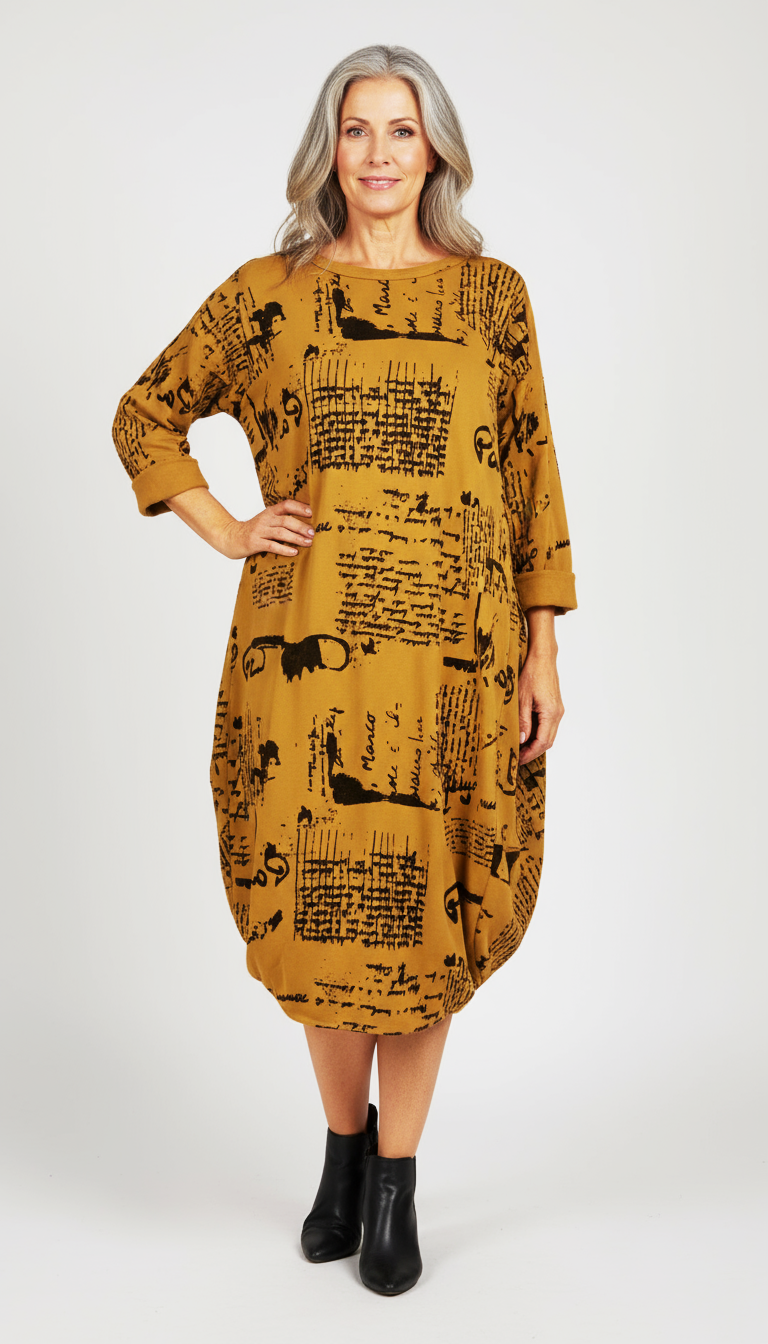 Flocking Script Midi Dress