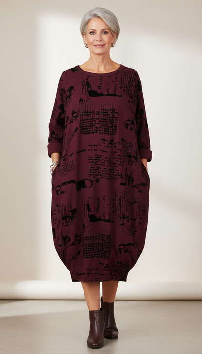 Flocking Script Midi Dress