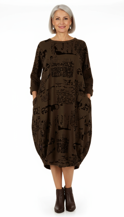 Flocking Script Midi Dress