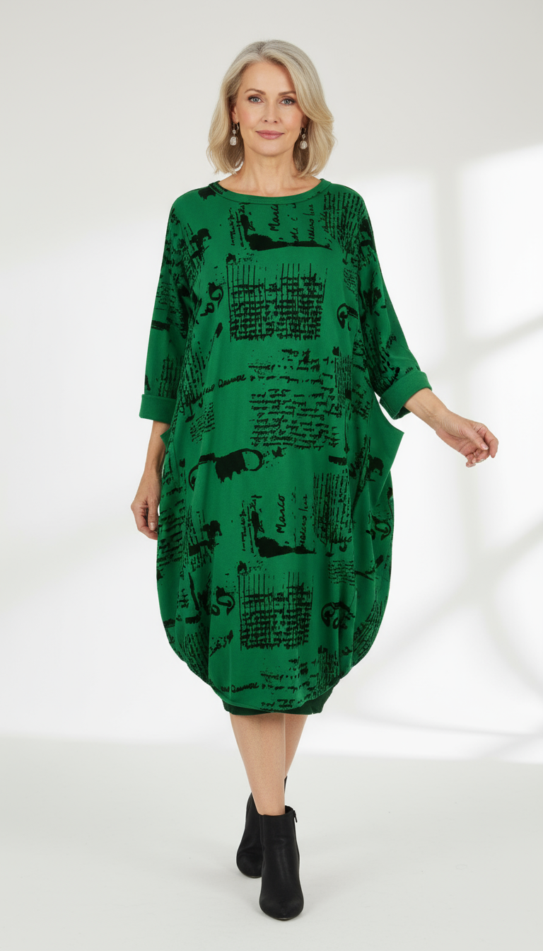 Flocking Script Midi Dress