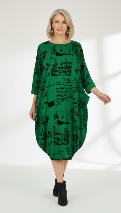 Flocking Script Midi Dress