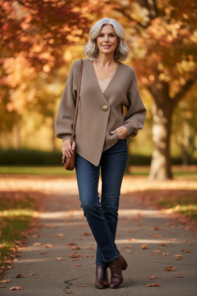 V Neck One Button Knit Cardigan