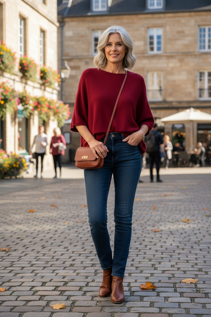 Batwing Short Sleeve Soft Knit Jumper