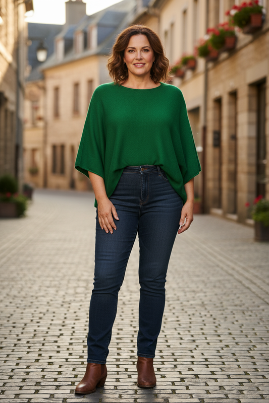 Batwing Short Sleeve Soft Knit Jumper