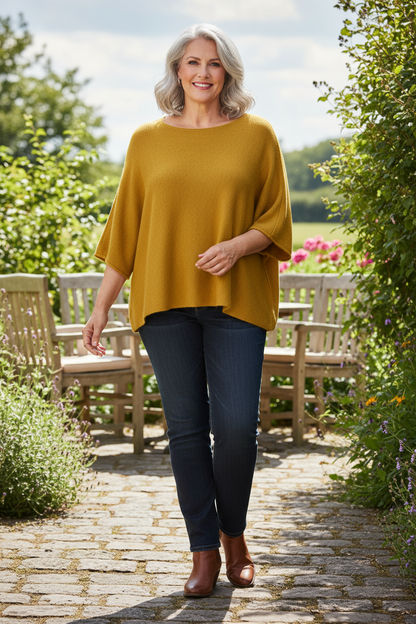 Batwing Short Sleeve Soft Knit Jumper