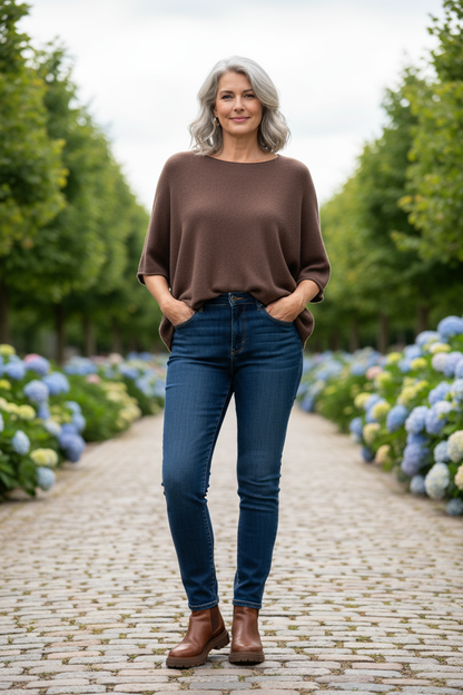 Batwing Short Sleeve Soft Knit Jumper