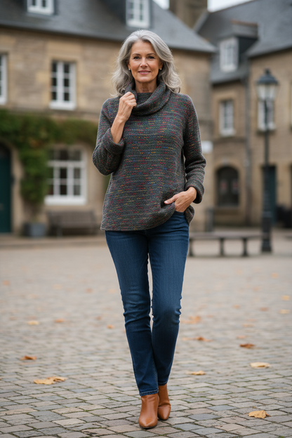 Cowl Neck Tweed Top