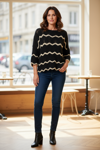 Lurex Scallop Eyelash Knit Jumper