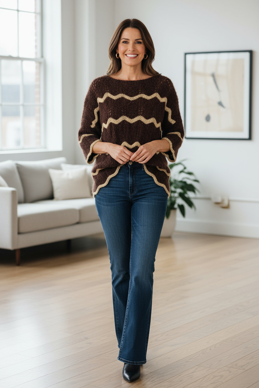 Lurex Scallop Eyelash Knit Jumper