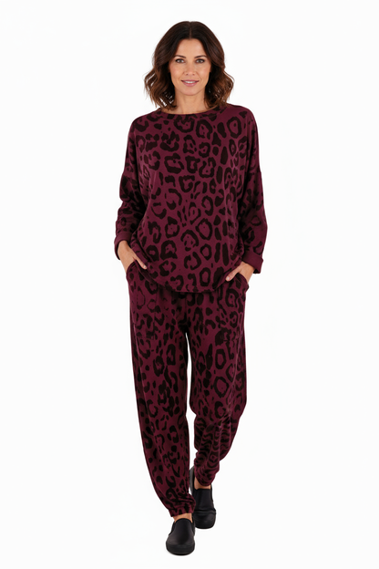 Leopard Print Sweatshirt Jogger Set