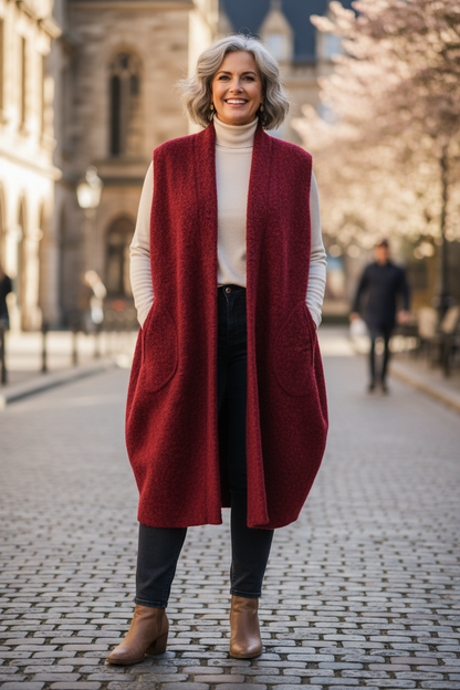 2 Pocket Textured Cocoon Gilet