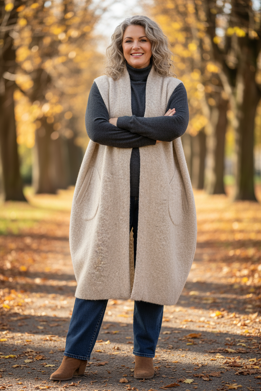 2 Pocket Textured Cocoon Gilet