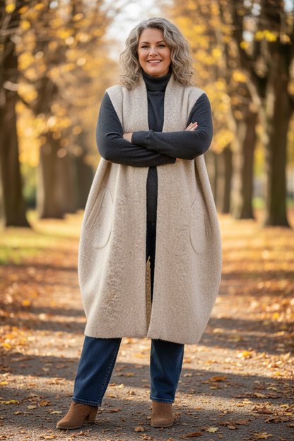 2 Pocket Textured Cocoon Gilet