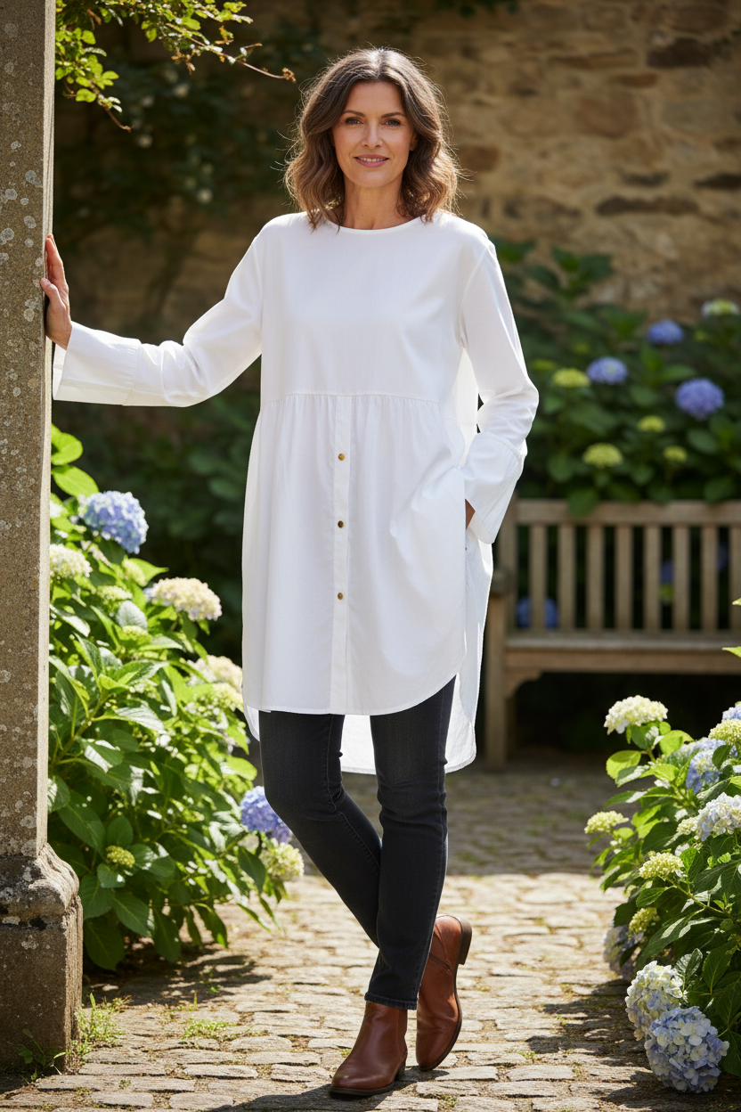 Plain Cotton Tunic Shirt