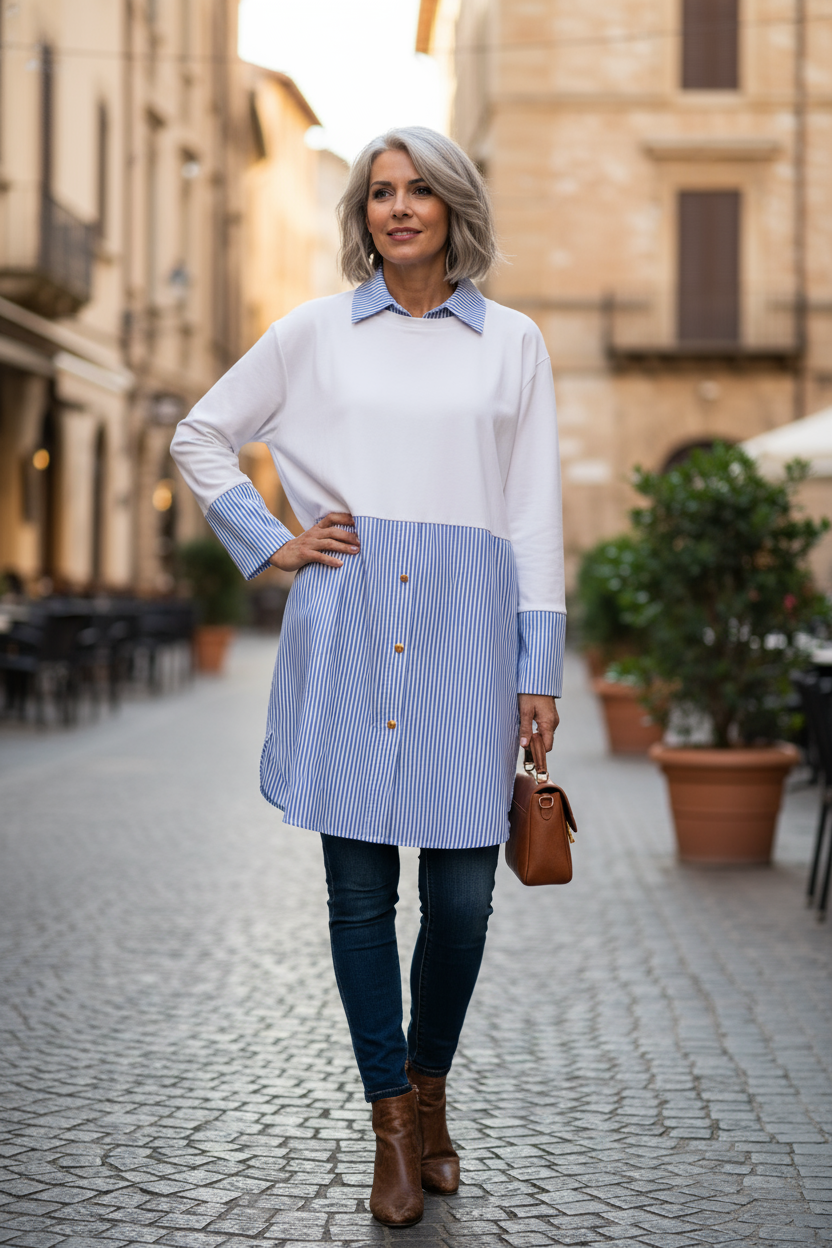Plain Cotton Tunic Shirt