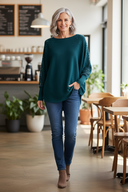 Pearl Diamante Sleeve Jumper