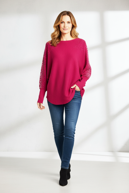 Pearl Diamante Sleeve Jumper