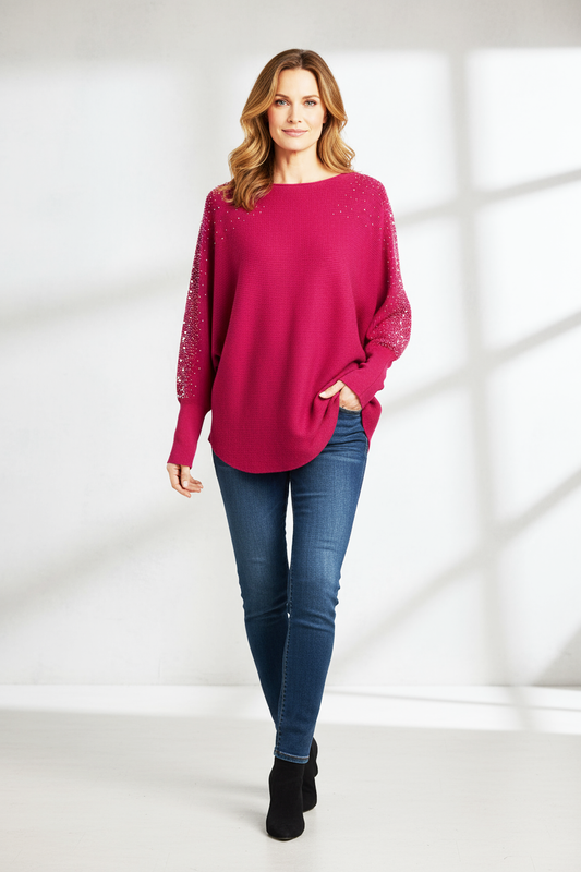 Pearl Diamante Sleeve Jumper